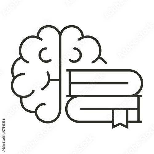 Clouds of mind with brain drawings icon, show reflection and introspection outline icon, editable vector illustration and transparent graphic element. Isolated on white background