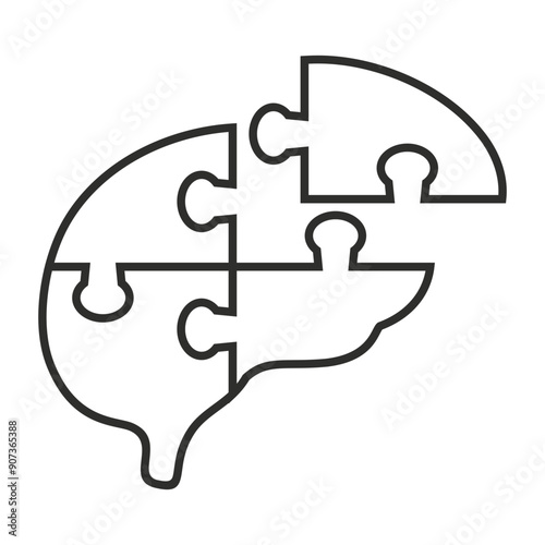 Brain with hand outline icon, editable vector illustration and transparent graphic element. Isolated on white background