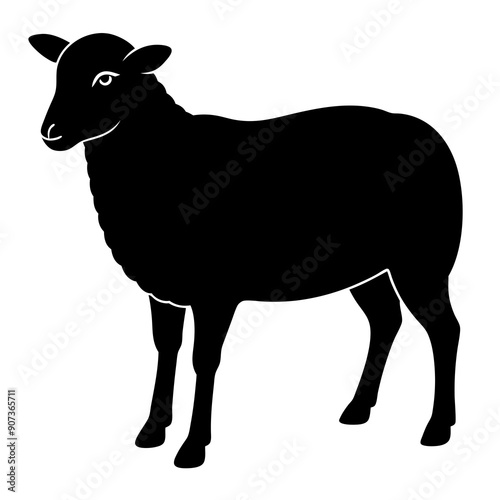 black and white sheep, sheep vector illustration, pet vector art, sheeps silhouette, animal vector icon, eps, sheep baby