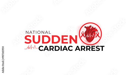 National Sudden cardiac arrest awareness month. background, banner, card, poster, template. Vector illustration.