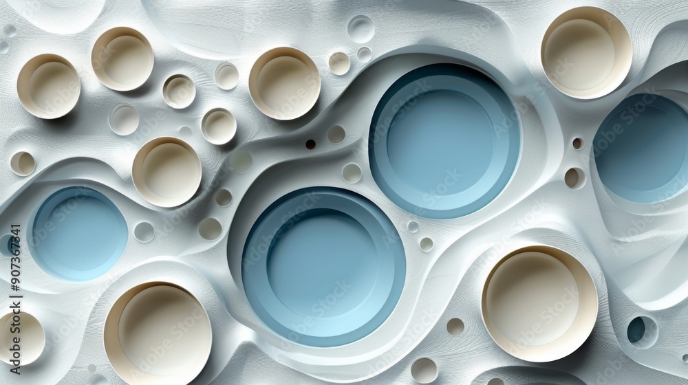 Abstract 3D Design with Circular Cutouts Abstract 3D Design with Circular Cutouts