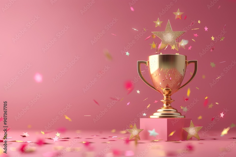 Stellar Achievement Symbolized by Stars on Top of a Golden Trophy