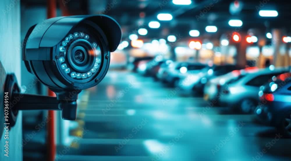Security camera scene with parking background, Camera slow motion with different angles Security camera scene with parking background, Camera slow motion with different angles