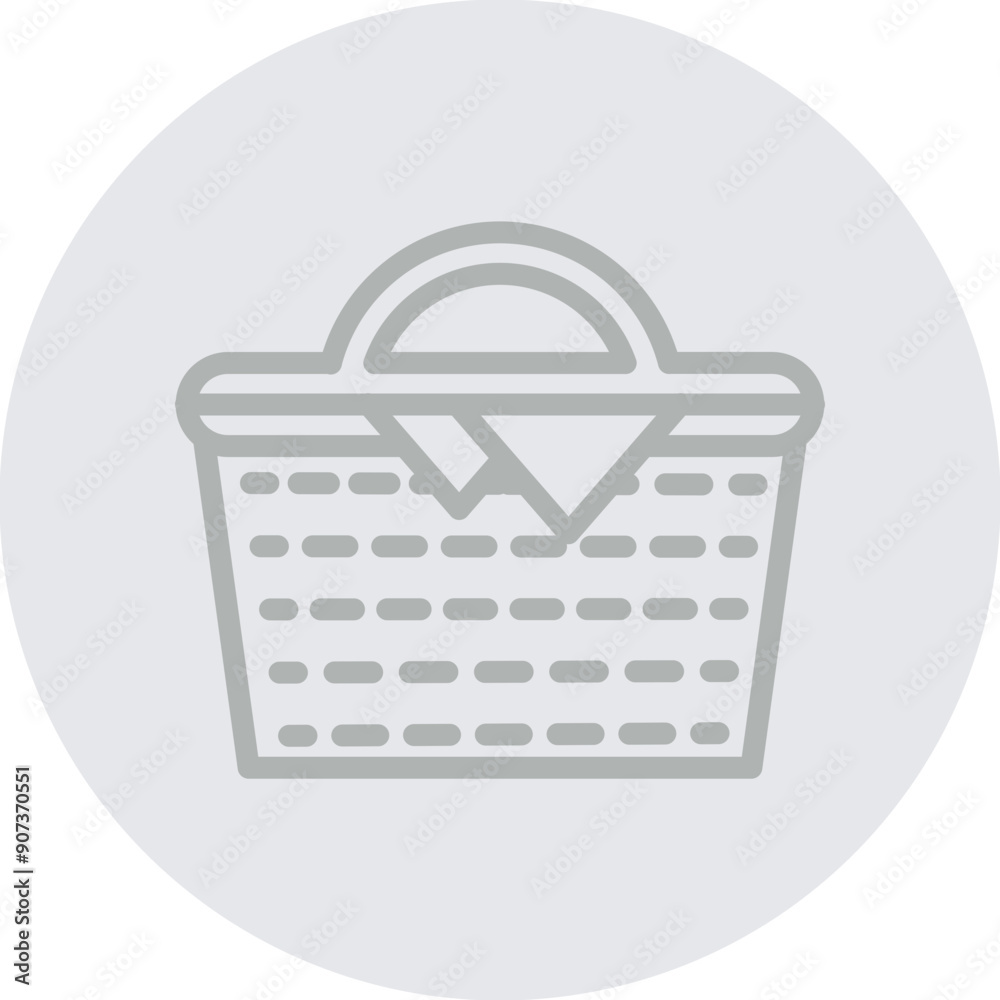 Picnic Basket Vector Line Grey Circle Grey Picnic Basket Vector Line Grey Circle Grey