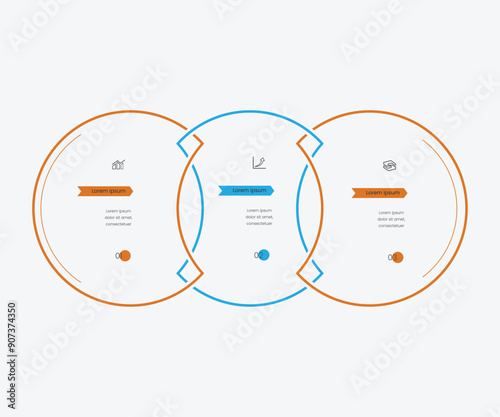 Circle chart infographic template with 3 options for presentations