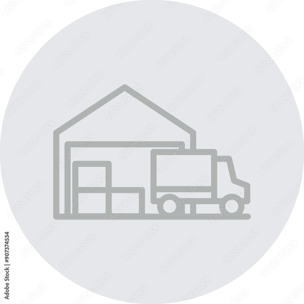 Warehouse Vector Line Grey Circle Grey Warehouse Vector Line Grey Circle Grey