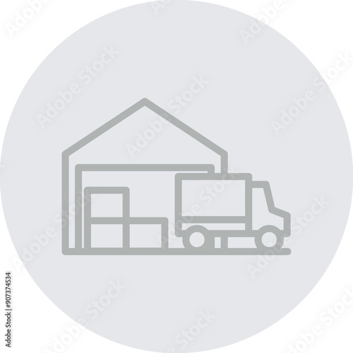 Warehouse Vector Line Grey Circle Grey