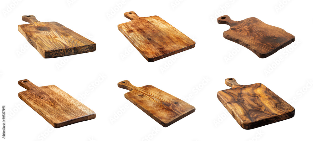 Collection of wooden cutting board or chopping board isolated on a transparent background, cut out, PNG Collection of wooden cutting board or chopping board isolated on a transparent background, cut out, PNG