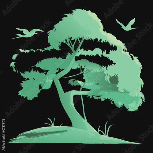 the beauty of nature with this stylized tree graphic featuring a thick trunk and a lush canopy