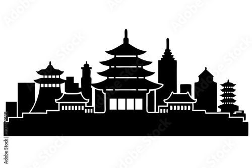 Beijing China City Vector Silhouette - Printable Graphic Design File