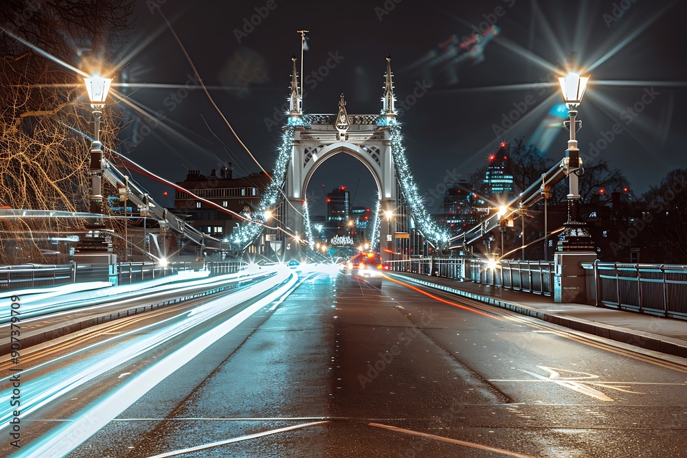 Fototapeta premium London. Magnificence of Tower Bridge with its beautiful night colors.