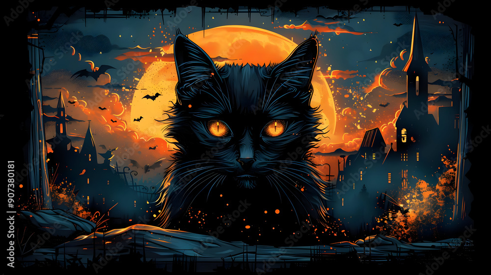 Halloween Black Cat Full Moon Halloween Black Cat Full Moon
