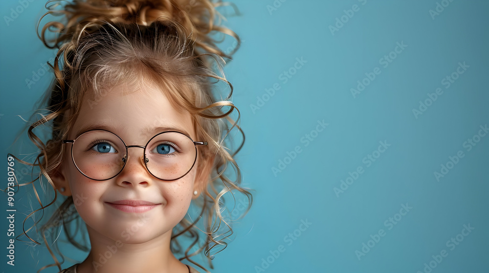 Cute Little Girl with Glasses and Curly Hair Cute Little Girl with Glasses and Curly Hair