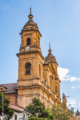 Majestic Primada Cathedral of Bogotá Against Blue Sky