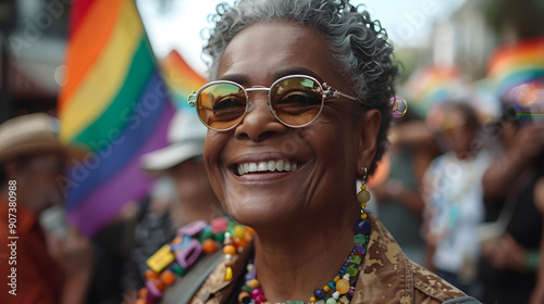 Smiling Woman at Pride Parade