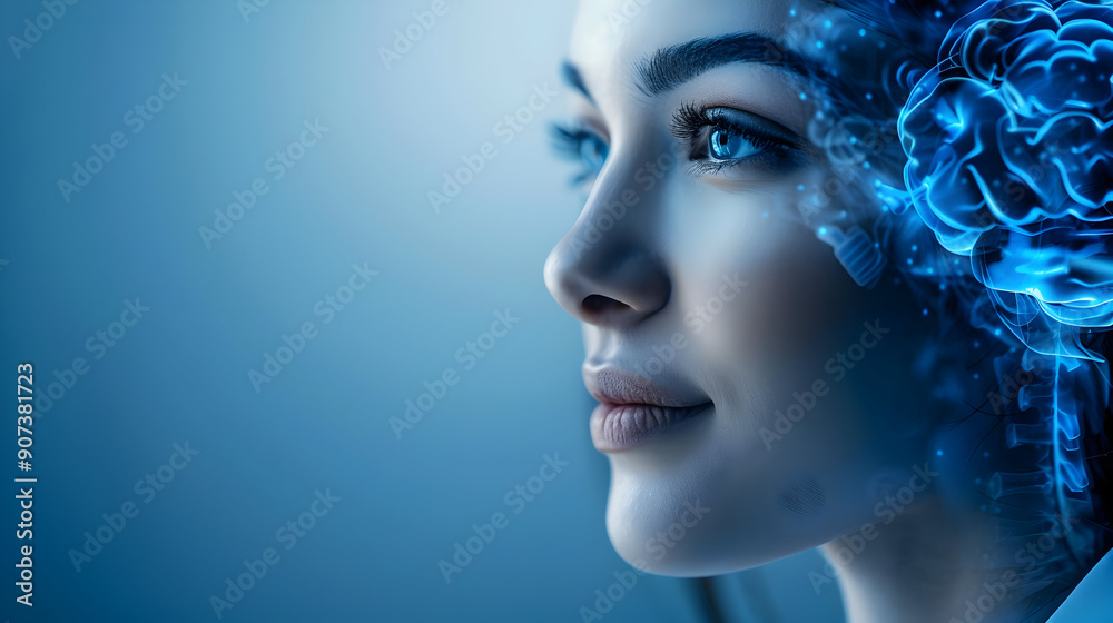 Woman with Blue Brain: Human Intelligence Woman with Blue Brain: Human Intelligence