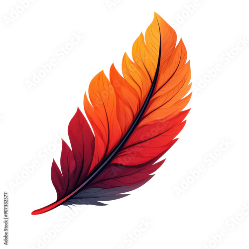 A vibrant autumn leaf featuring stunning orange and red hues, perfect for nature-themed designs and fall decorations. photo