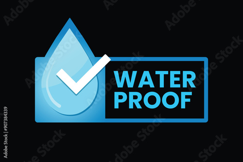 Vector water proof water resistance icon with flat check mark
