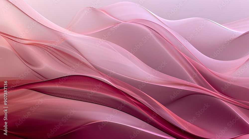 Obraz premium Elegant Gradient Frosted Glass with Flowing Curves, Burgundy and Blush Pink Tones Reflecting Modern Aesthetics and Artistic Flair