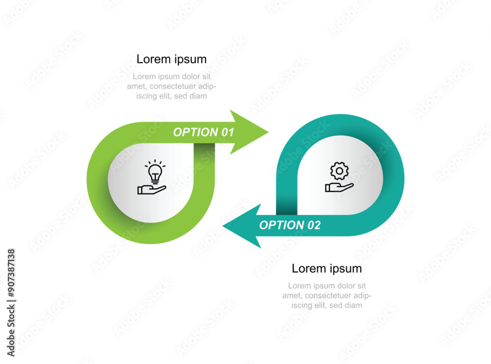 Design template infographic vector element with 2 step process suitable for web presentation and business information