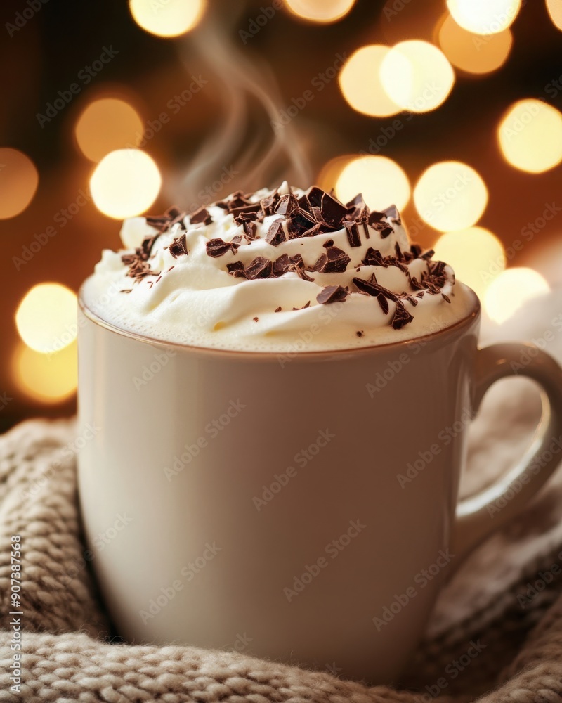 Steaming Hot Chocolate with Cream and Chocolate Bits