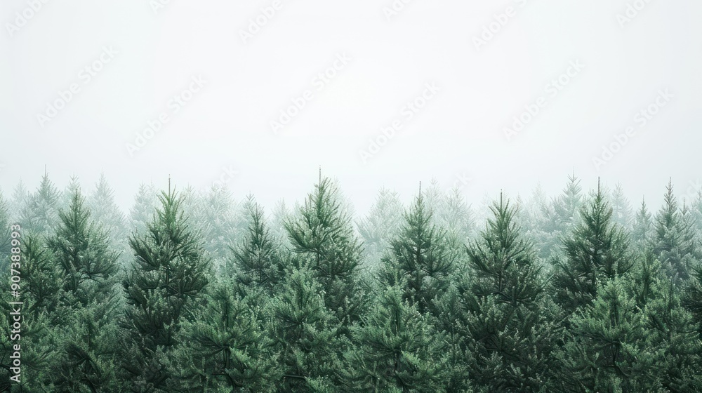 Misty Forest with Pine Trees Misty Forest with Pine Trees