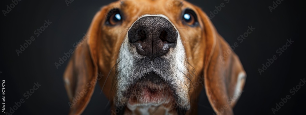 A tight shot of a dog's face, mouth agape, and eyes fully opened A tight shot of a dog's face, mouth agape, and eyes fully opened