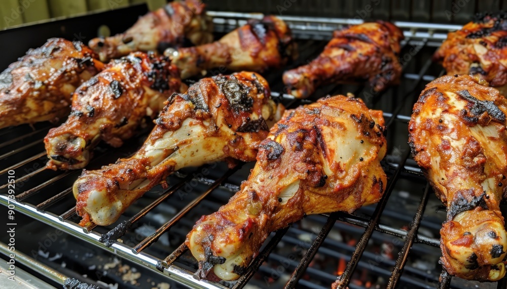 Grilled Chicken Legs on a Barbecue Grill Grilled Chicken Legs on a Barbecue Grill