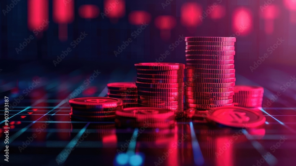 Price reduction, holographic business crisis, futuristic financial decline, dark tech theme Price reduction, holographic business crisis, futuristic financial decline, dark tech theme