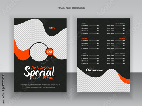 Printable Restaurant Food Menu Design Template healthy food flyer and restaurant menu card design and bifold brochure design template