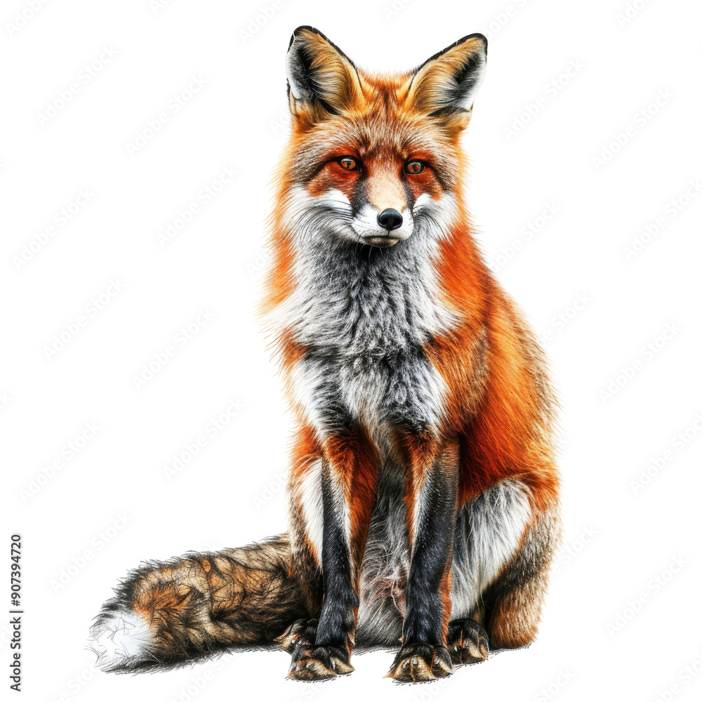 Vibrant and Detailed Animal Sticker of a Red Fox with Realistic Fur Texture and Expressive Eyes Vibrant and Detailed Animal Sticker of a Red Fox with Realistic Fur Texture and Expressive Eyes