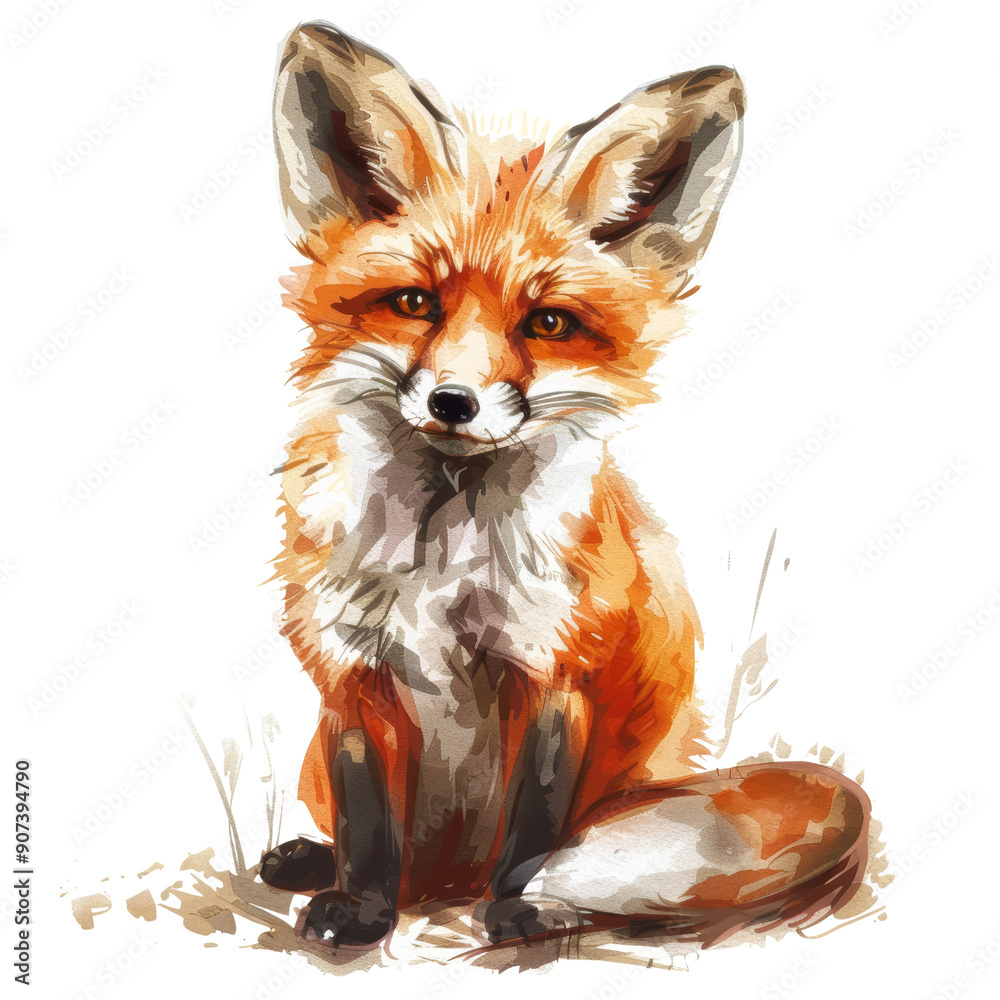 Obraz premium Cute Animal Sticker of a Red Fox - Adorable Wildlife Illustration for Kids, Scrapbooking, and Craft Projects