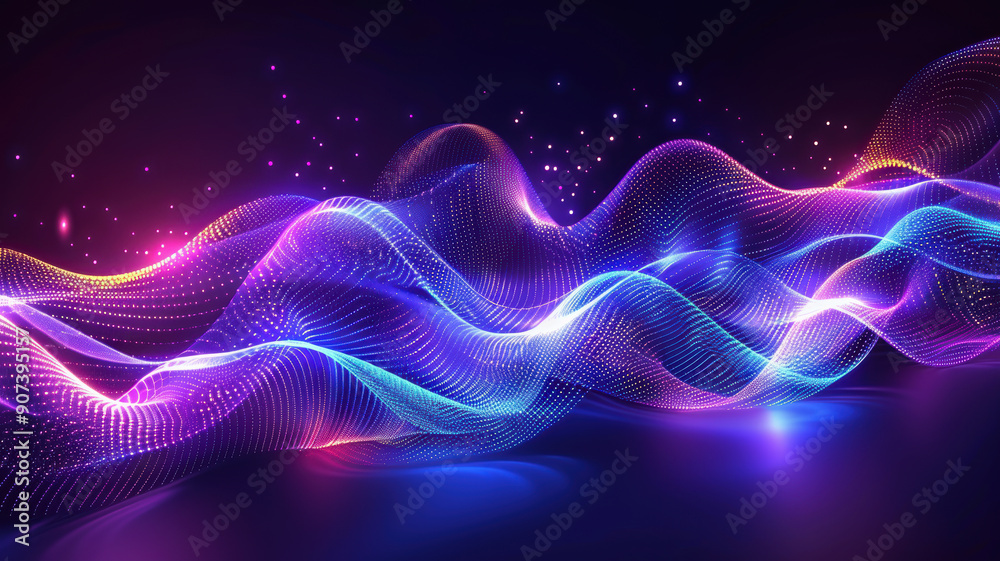 Futuristic Digital Waves with Blue and Purple Gradient Futuristic Digital Waves with Blue and Purple Gradient