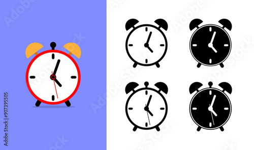 Colorful and modern clock icon with little hat