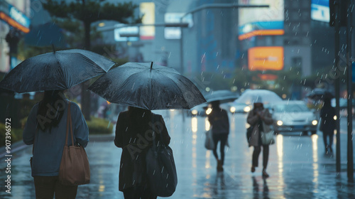 Rainy autumn day in the city