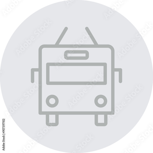 Trolleybus Vector Line Grey Circle Grey