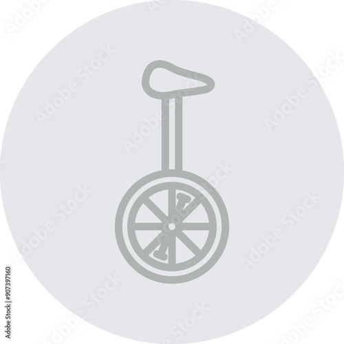 Unicycle Vector Line Grey Circle Grey photo