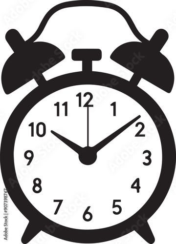 Alarm clock silhouette vector, silhouette of  ringing alarm clock icon