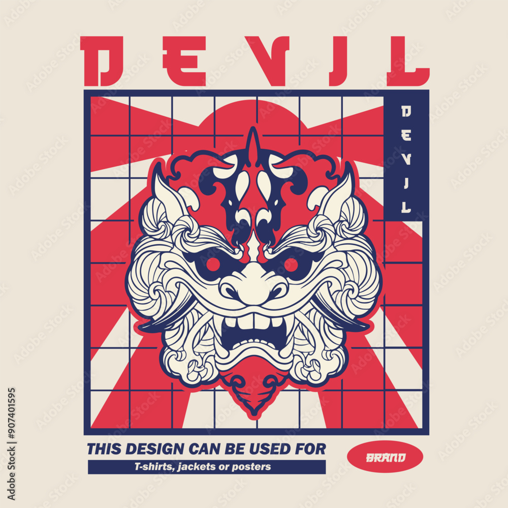 Fototapeta premium Hand Drawn Foo Dog Illustration Stock Vector