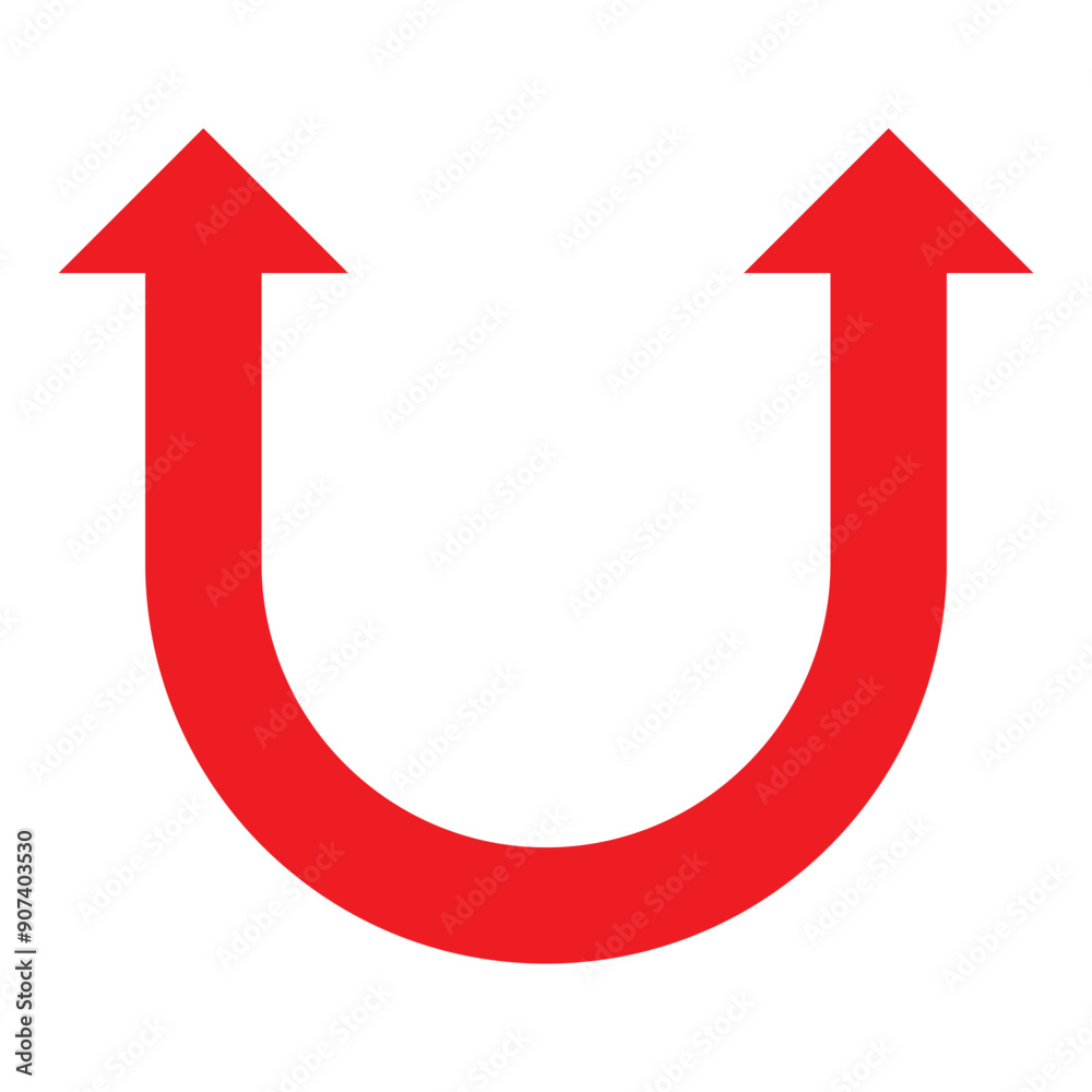 Dual semi circle red arrow. Semicircular curved long double ended arrow. Vector illustration. EPS 10/AI Dual semi circle red arrow. Semicircular curved long double ended arrow. Vector illustration. EPS 10/AI