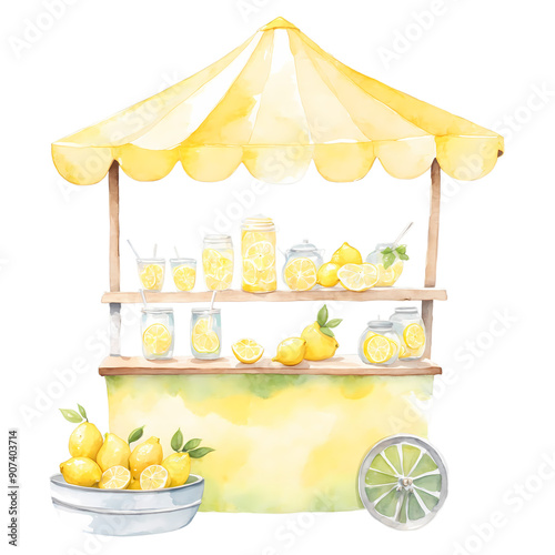 Lemonade stand in watercolor style 






