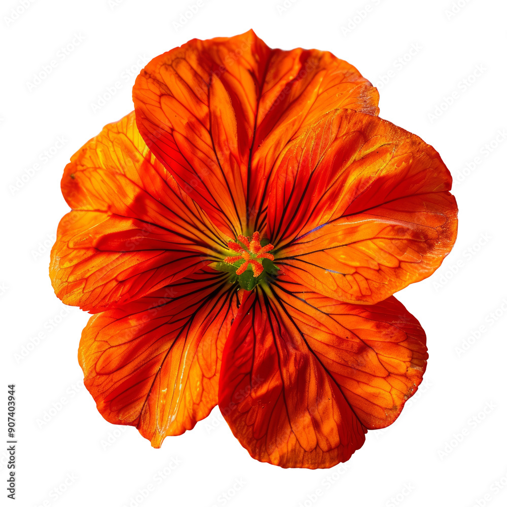 Vibrant Orange Flower with Intricate Petals and Detailed Veins in a Botanical Close-Up Vibrant Orange Flower with Intricate Petals and Detailed Veins in a Botanical Close-Up