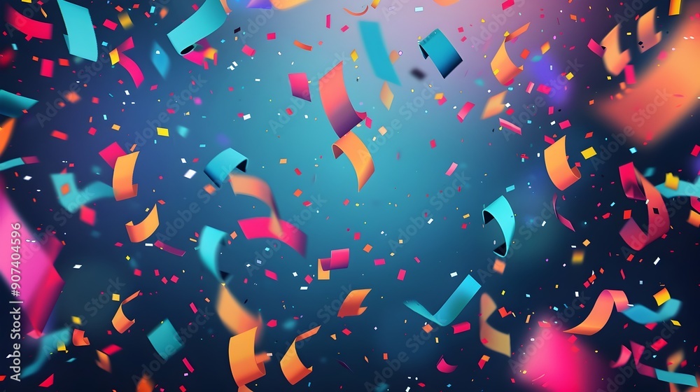 Vibrant Geometric Confetti and Dynamic Shapes for Celebratory Sports Background Vibrant Geometric Confetti and Dynamic Shapes for Celebratory Sports Background