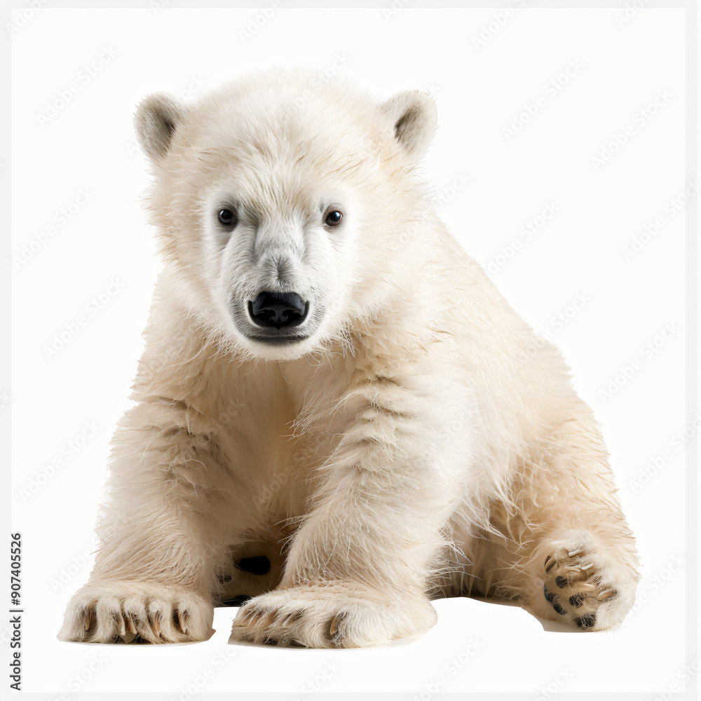 A fluffy polar bear cub, transparent background A fluffy polar bear cub, transparent background