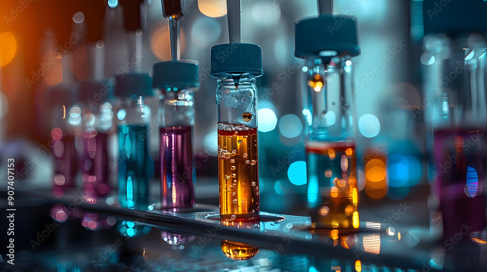 Colorful Liquid Samples in Test Tubes Colorful Liquid Samples in Test Tubes