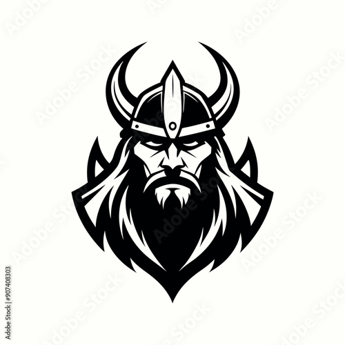 Modern Viking Head silhouette. Minimal powerful modern viking head logo. use logo t shirt 