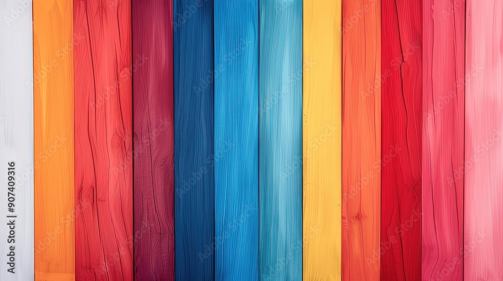 Vertical Wood Grain Arrangnent with Nine Colorful Stripes Vertical Wood Grain Arrangnent with Nine Colorful Stripes