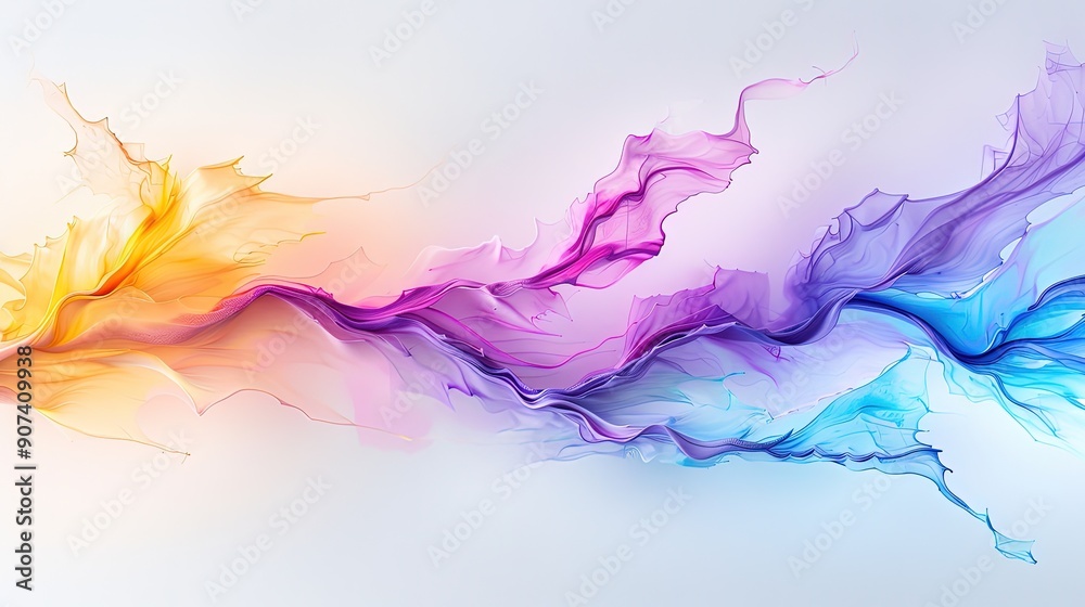 Abstract Painting Featuring Fluid Lines and Dreamy Colors Abstract Painting Featuring Fluid Lines and Dreamy Colors