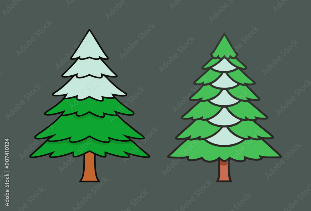 A Set of Cedar Tree Vector Art A Set of Cedar Tree Vector Art