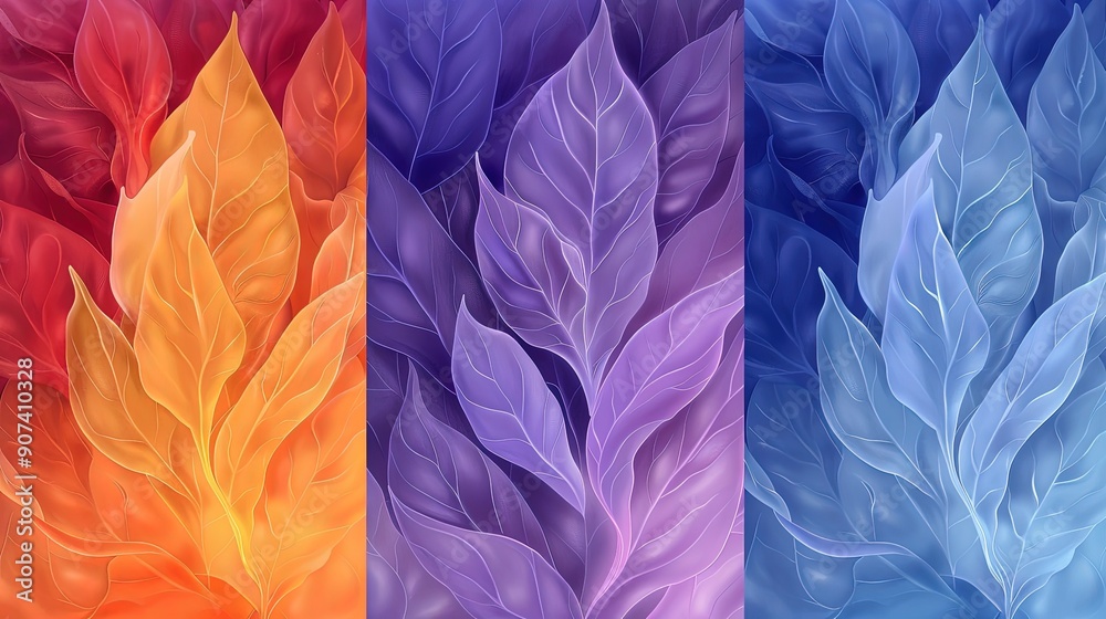 Four Colorful Leaves in Contrast Four Colorful Leaves in Contrast